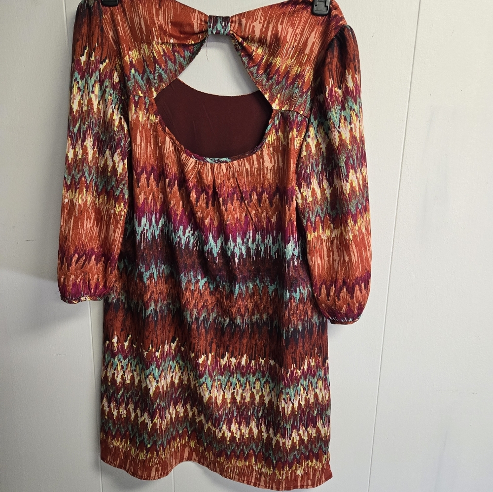 Lily Rose Women's Size Medium Burnt Orange/Multi-Colored Mini Dress